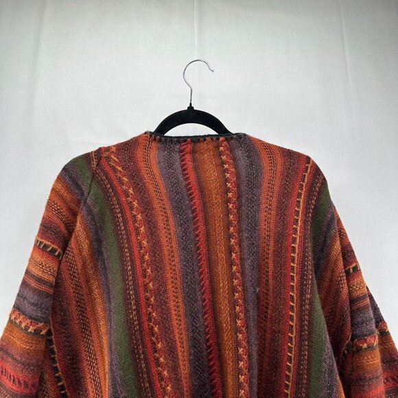 Sweater Womens Size M Southwestern Striped Cardigan One Button Asymmetric Brown - Picture 6 of 11